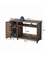 gaomon 55-75 Gallon Fish Tank Stand with Power Outlets, Heavy Duty Metal Aquarium Stand with Cabinet for Fish Tank Accessories Storage
