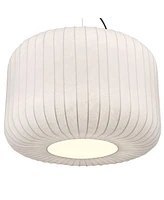Jaime 23 3/4" Modern Pendant Chandelier Ceiling Light Fixture Dining Room Over Table Kitchen Island Foyer Drum Hanging Matte Black and White Metal Hal