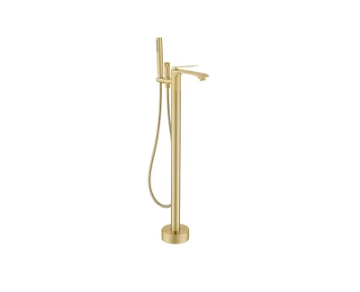 Casainc Freestanding Single Handle Floor Mounted Roman Tub Faucet Bathtub Filler with Hand Shower
