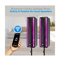 Pyle 3-Way Active Bluetooth Combo Speaker with Rgb Lights, Usb/Sd/Fm/Rca/Mic Inputs & Remote Control