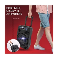 Pyle 12” Bluetooth Portable Pa Speaker with Wired Microphone, Party Lights & Rechargeable Battery