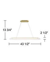 Possini Euro Design Muir 43 1/2" Modern Pendant Ceiling Light Fixture Dining Room Over Table Kitchen Island Foyer Hanging Linear Led Dimmable Clear Sa