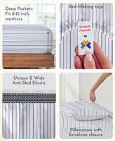 Printed Quatrefoil - 100% Organic Cotton Percale Sheets Full Set Deep Pocket, Gots Certified