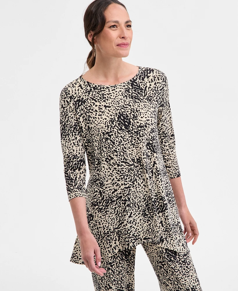 Jm Collection Women's Printed Scoop-Neck Swing Top, Exclusively at Macy's