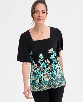 Jm Collection Women's Printed Knit Crepe Top