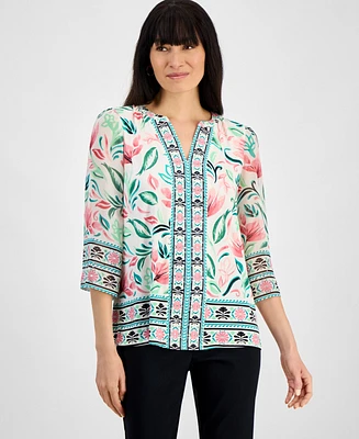 Jm Collection Women's Embellished Split-Neck Tunic, Exclusively at Macy's