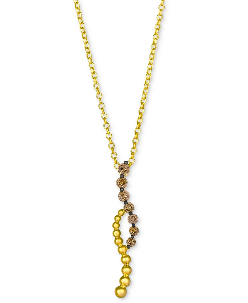 Le Vian Chocolatier Chocolate Diamond (3/8 ct. t.w.) Linear Pendant 19" Necklace in 14k Honey Gold