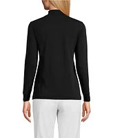 Lands' End Women's School Uniform Tall Relaxed Cotton Long Sleeve Mock Turtleneck
