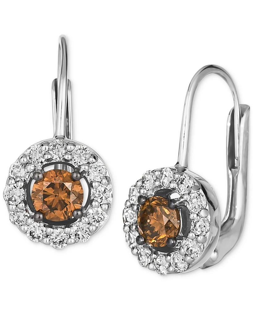 Le Vian Chocolate Diamonds (3/8 ct. t.w.) & Nude Diamond (3/8 ct. t.w.) Round Drop Earrings in 14k Vanilla Gold