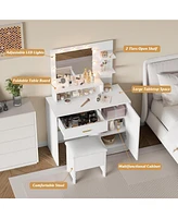 gaomon Makeup Vanity Table with Large Drawers and 3 Level Storage & Tiers of Open Shelves