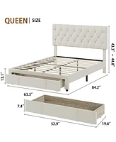 Queen Size Bed Frame with 1 Storage Drawers