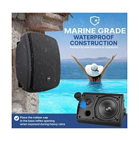 Pyle 70V On Wall/Patio Commercial Speaker - 2-Way Full Range Stereo Sound, Waterproof Enclosure with 70V Built-in Transformer (Black)