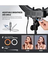 Neewer Ring Light 18inch Kit: 55W 5600K Professional Led with Stand and Phone Holder, Soft Tube & Bag for Tattoo Lash Extension Barber Makeup Artist S