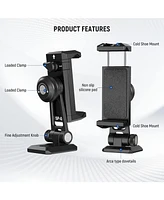 Neewer Metal Phone Tripod Mount Adapter with Arca Qr Base, Cold Shoe, 360° Swivel 180° Tilt, Phone Holder Compatible with iPhone 15 Pro Max
