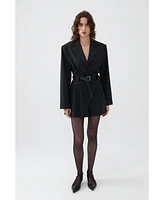 Nocturne Women's Belted Long Sleeve Romper