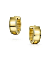 Bling Jewelry Simple Basic Polished Round Huggie Hoop Kpop Earrings Stainless Steel
