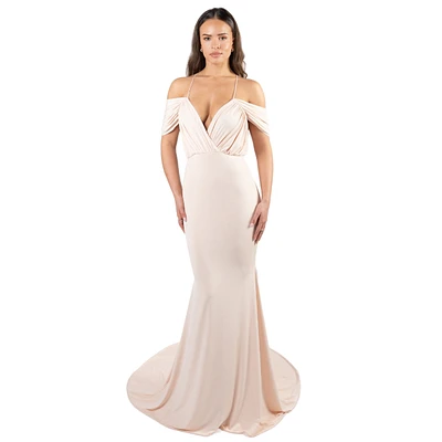 Pia Gladys Perey Women's Wrinkle Free Maxi V-Neck Dress