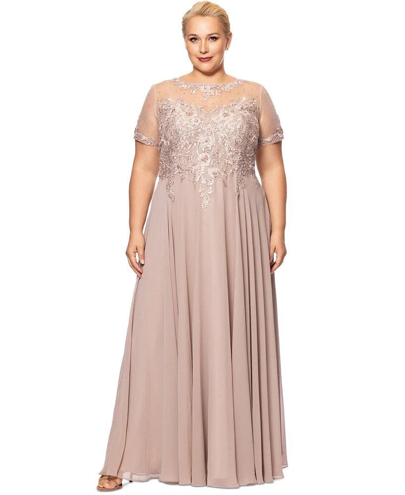 Xscape Plus Beaded Chiffon Gown