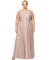 Xscape Plus Beaded Chiffon Gown
