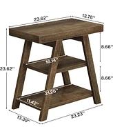 Tribesigns Set of 2 End Table for Living Room, 3-Tier Narrow Side Table with Storage Shelf, 2 Pack Farmhouse Small Wood End Table for Small Spaces, In