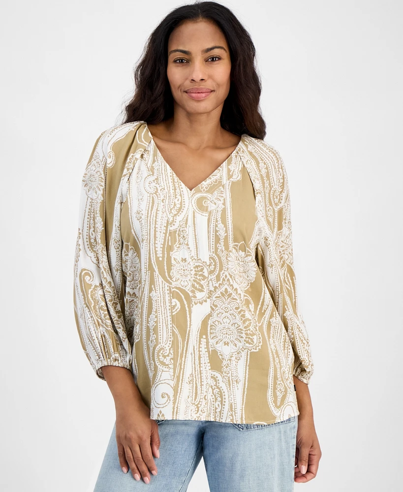 Nautica Jeans Women's Paisley-Print Raglan Top