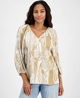 Nautica Jeans Women's Paisley-Print Raglan Top
