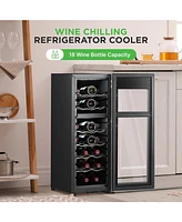 NutriChef Wine Chilling Refrigerator Cellar, 18 Bottle Capacity, Digital Touch Control, Stainless Steel