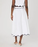 French Connection Women's Alexis Cotton Scallop Midi Skirt