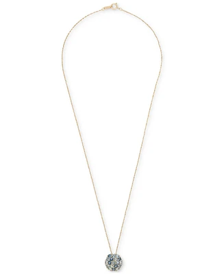 Multi-Blue Topaz Circular Cluster 18" Pendant Necklace (2-1/2 ct. t.w.) in 14k Gold