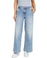 Guess Women's Zoya Faded Mid-Rise Wide-Leg Jeans