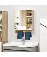 Aosom kleankin Bathroom Medicine Cabinet, 23.5" x 27.5" Wall-Mounted Bathroom Mirror Cabinet with 3 Storage Shelves