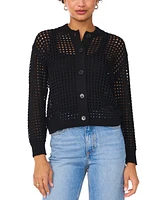 Vince Camuto Women's Textured Mesh Button Bomber Jacket