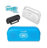 Pyle Surf Sound Bluetooth Waterproof Stereo Speaker with Microphone, Hands-Free Calling, White