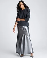 Kenneth Cole Women's Metallic Pull-On Bias Flared Maxi Skirt