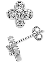 Giani Bernini Cubic Zirconia Clover Stud Earrings in Sterling Silver, Exclusively at Macy's