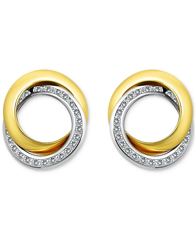 Giani Bernini Cubic Zirconia Interlocking Stud Earrings in Sterling Silver & 18k Gold Over Sterling Silver, Exclusively at Macy's