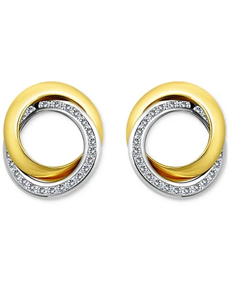 Giani Bernini Cubic Zirconia Interlocking Stud Earrings in Sterling Silver & 18k Gold Over Sterling Silver, Exclusively at Macy's