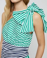 French Connection Women's Alexis Cotton One-Shoulder Striped Dress