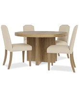 5pc Dining Set (Davie Round Table & 4 Hinsen Chairs)