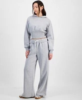 Madden Girl Juniors Corset Style Sweatshirt Wide Leg Sweatpants