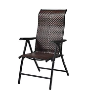 Slickblue Outdoor/Indoor Folding Patio Chair with Brown Rattan Seat and High Back-Rest