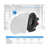 Pyle 5.25" Bluetooth Ceiling / Wall Speaker Kit - 2-Way Flush Mount Speakers with Built-in Bluetooth, 150W Max Power (4 Speakers)