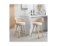 The Pop Home 360° Swivel Counter Height Bar Stools Set of 2 with Solid Wood Legs for Kitchen or Dining Room-The