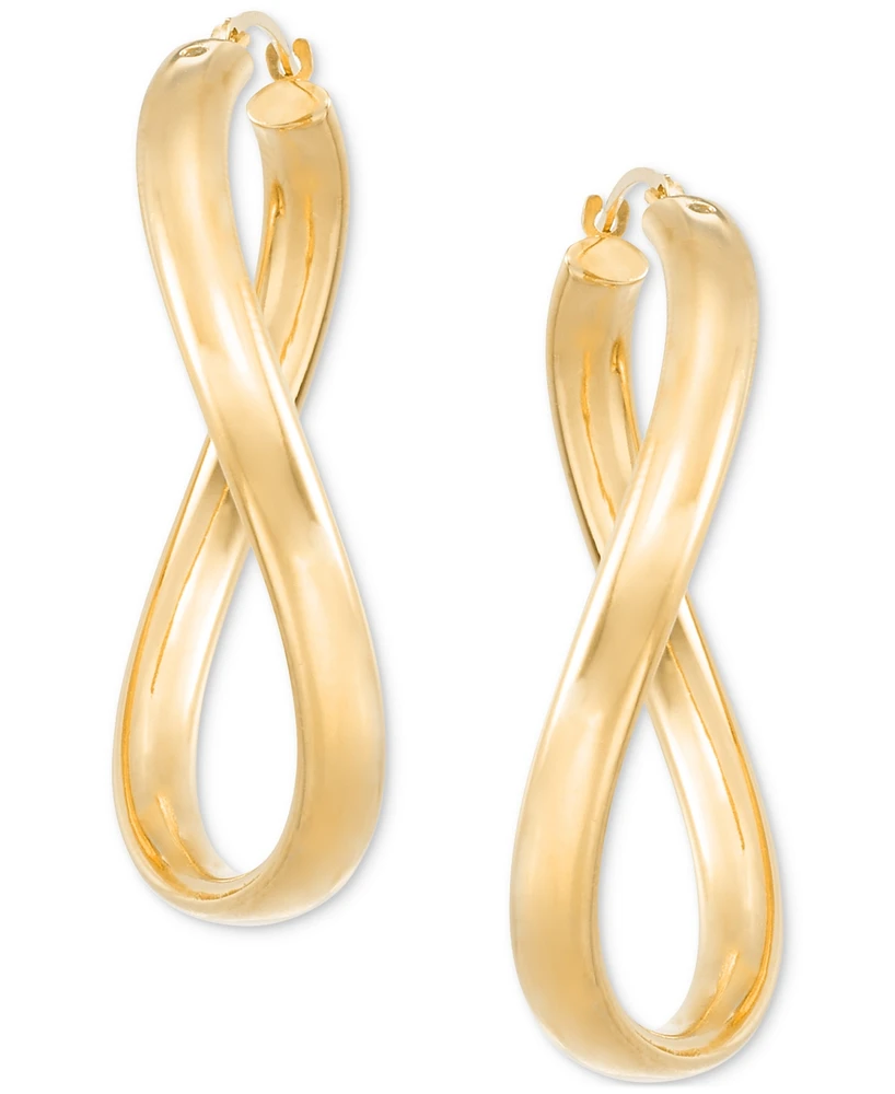 Signature Gold Polished Wavy Oval Drop Earrings in 14k Gold Over Resin