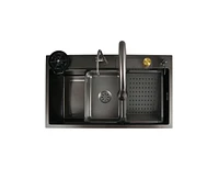 DeerValley 32" x 18" Drop-in Single Bowl 304 Stainless Steel Polished Black Kitchen Sink Workstation with Accessories