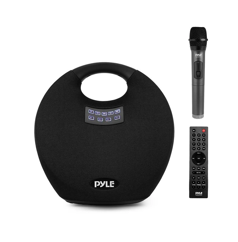 Pyle 5.25” Portable Wireless Bluetooth Streaming Speaker with Waterproof Design, Wireless Microphone, Tws, Usb/MP3 Playback, Rechargeable Batte