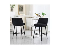 The Pop Home Set of 2 Counter Height Bar Stools, 360° Swivel Upholstered Barstools with Metal Legs-The