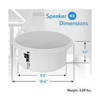 Pyle 8.0" In-Wall / Ceiling Speaker System - 150W Max Power, 2-Way Flush Mount, Enclosed Housing, Professional Audio