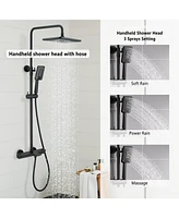 Casainc 2 Functions Thermostatic shower system with 3-Setting Handheld Shower and Rough-in Valve