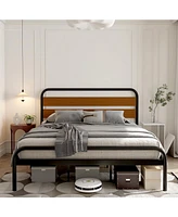 gaomon Platform Bed Frame with Wooden Headboard and Footboard